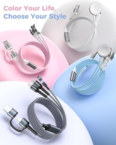 Blue Travel Essentials for Apple Watch Charger,Multi Charging Cable for iPhone 17,iWatch Charger USB C Cord,Car Cruise RV Camping Essentials 2026 for iWatch Ultra/11&iPhone 16/15, Xbox One Cables