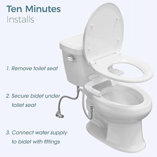 BIGCOW Bidet Attachment for Toilet, Ultra-Slim Dual Nozzle (Frontal & Rear Wash) Hygienic Toilet Bidet, Fresh Cold Water Pressure Adjustable Bidet Attachment with Stainless Steel Inlet — view 4
