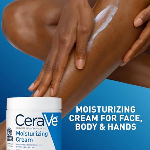 CeraVe Moisturizing Cream, Body and Face Moisturizer for Dry Skin, Body Cream with Hyaluronic Acid and Ceramides, Daily Moisturizer, Oil-Free, Fragrance Free, Non-Comedogenic, 19 Ounce — view 4