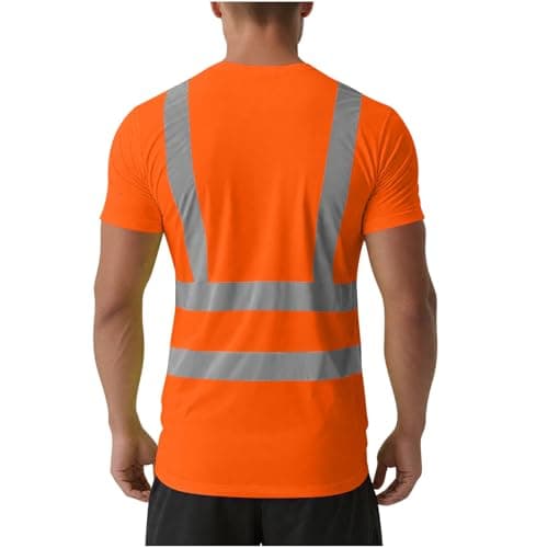 High Visibility Shirts for Men Women Short Sleeve Safety T-Shirts Class 3 Hi Vis Reflective Construction Work Shirt — view 3