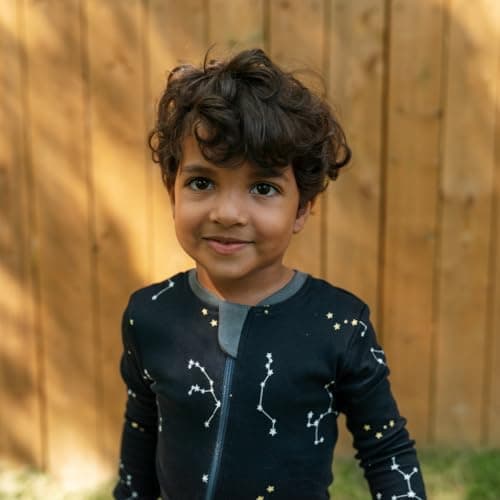 ZIPPYJAMZ Baby Sleepers, Organic GOTS Cotton Footed Onesies, Inseam Zipper for Quicker and Easier Diaper Changes - Galaxy Love - Navy (3-6 Months)