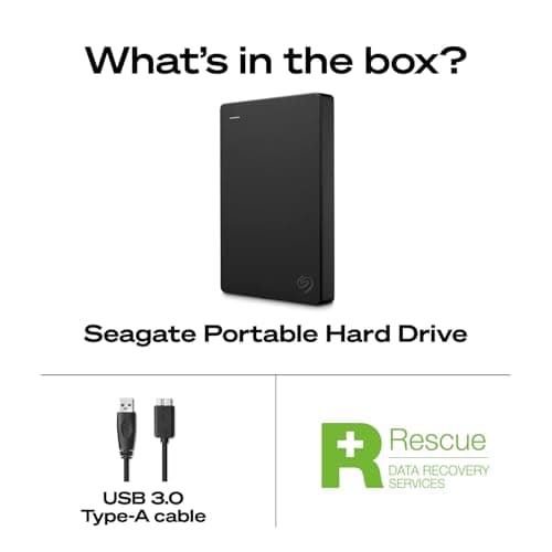 Seagate Portable 1TB External Hard Drive HDD – USB 3.0 for PC, Mac, PlayStation, & Xbox, 1-Year Rescue Service (STGX1000400) , Black — view 2
