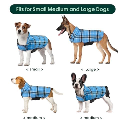 Kuoser Waterproof Dog Coat, Reversible Dog Jacket for Large Dogs, Adjustable Durable Doggie Winter Coat for Groowing Puppies Warm Puppy Cold Weather Apparel, Blue 2XL — view 4