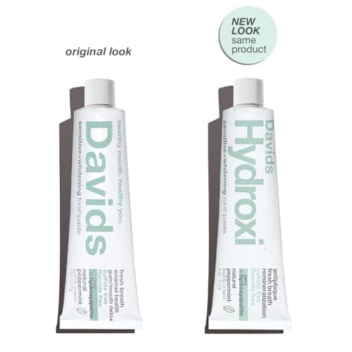 Davids Hydroxi Fluoride Free Nano Hydroxyapatite Toothpaste for Remineralizing, Sensitive Support, Whitening, Antiplaque, SLS Free, Natural Peppermint, 4oz, Made in USA — view 2
