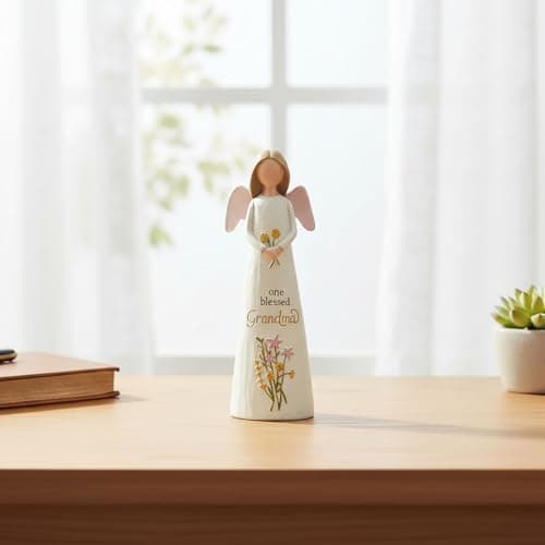 One Blessed Grandma Angel Figurine, Floral Resin Angel Statue for Grandma, Sweet Grandmother Gift, Shelf & Tabletop Angel Home Decor, 13.2 cm — view 2