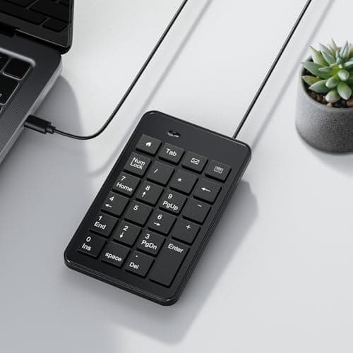 CBUS Wired USB-C Numeric Keypad for Laptop, 23 Keys Numpad Keyboard with Tab, Home, Email & Calculator Keys, 5ft Cable, Small and Lightweight Design — view 2