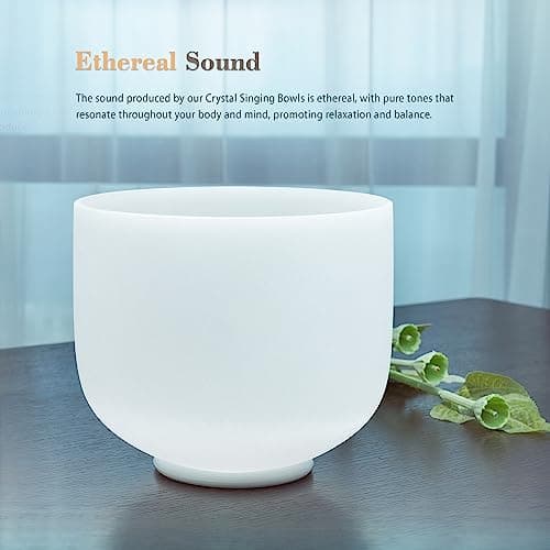 ALIOTH 8" D Note Crystal Singing Bowl Sacral Chakra with Suede Mallet for Meditation, Yoga, Chakra Healing & Sound Therapy — view 4