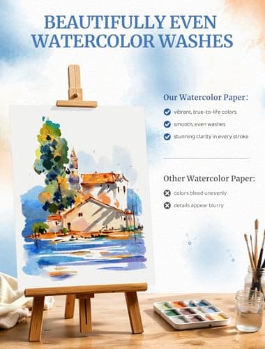 30 Sheets Watercolor Paper 8.5 x 11, Cold Press Watercolor Paper Bulk, 110 LB/230 GSM Water Color Paper Pad 8.5 x 11, Watercolor Supplies for Kids Adults, Paint Paper for Sketching, Acrylic, Gouache — view 3