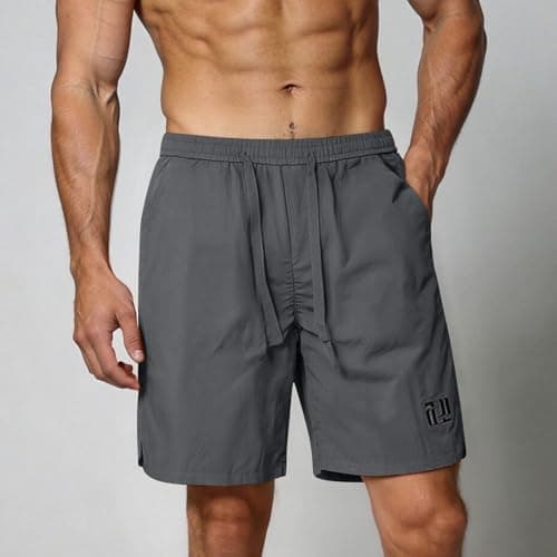 Mens Cargo Shorts Drawstring Elastic Waist Shorts Casual Wide Leg Hiking Shorts with Pockets Summer Workout Pants Dark Gray — view 2