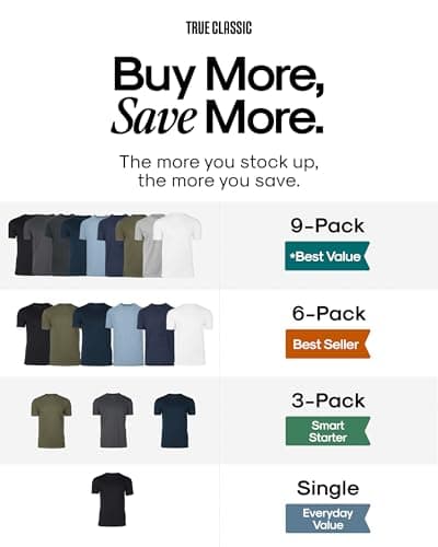 True Classic Mens T-Shirts – Short Sleeve Crew Neck T Shirts for Man, Cotton Blend Plain Novelty Men's T-Shirts, Pack of 6, Variety, XXL — view 4