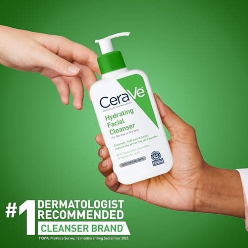 CeraVe Hydrating Facial Cleanser, Moisturizing Face Wash For Dry Skin, Hyaluronic Acid + Ceramides + Glycerin, Hydrating Cleanser For Normal To Dry Skin, National Eczema Association Certified, 8oz — view 4