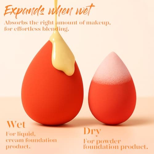 BEAKEY Makeup Sponge Set 5 Pack Micro Porous Low Absorption Soft Latex Free Foundation Beauty Sponges & Blenders for Powder Cream — view 5