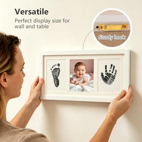PewinGo Baby Handprint and Footprint Kit, Clean Touch Ink Pad, Skin-Safe Non-Toxic Mess-Free, Newborn 0-6 Months Memory Keepsake Frame,Nursery Decor & Baby Gift — view 5
