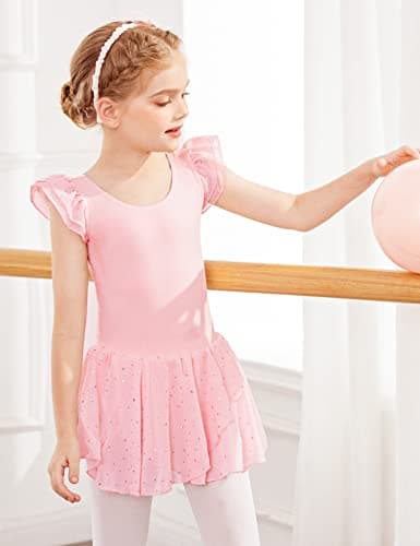 Arshiner Girls Ruffle Sleeve Skirted Leotard Ballet Dance Dresses — view 2