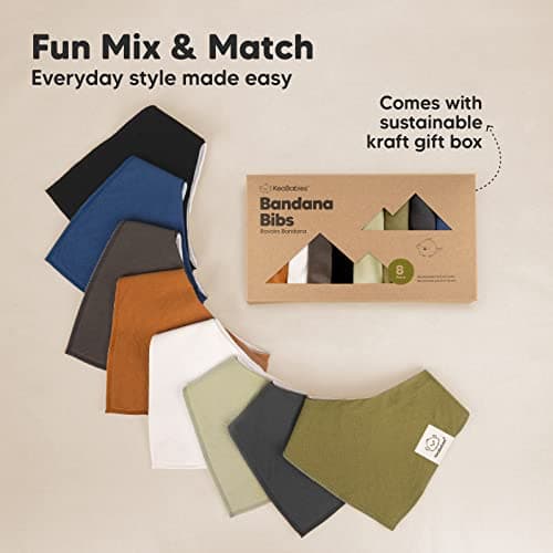 KeaBabies 8pk Organic Baby Bandana Bibs for Drooling and Teething (Basics) — view 8