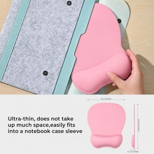 EooCoo Ergonomic Mouse Pad with Wrist Support, Mousepad with Memory Foam Wrist Rest and Non-Slip Base for Computer, Cafe, Home & Office, 9.64 x 8.26 in Office Desk Accessories, Pink — view 3
