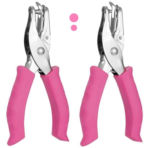 Vsvgmoq Single Hole Punch Set, 2 Pcs 1/4&1/8 Inch Hole Puncher Single with Soft Grip Handle, One Punch with Scrap Container, 8 Sheets Capacity, Fun Punch for Paper Crafts, Scrapbooks, Tags, Tickets