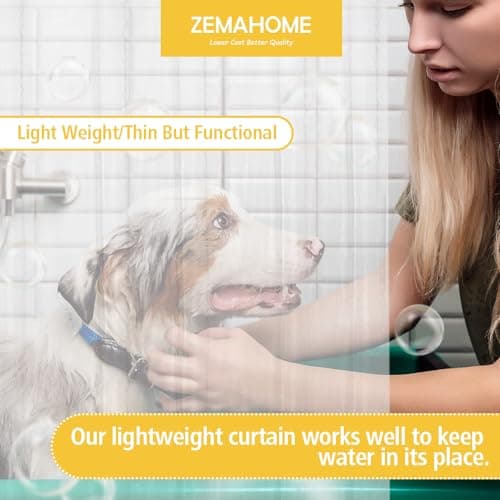 ZEMAHOME Clear PEVA Plastic Shower Curtain Liner Premium Light Weight 72" x 72" Transparent Bathroom Shower Showroom Curtain Liner with Rustproof Metal Gromments and Weighted Magnet — view 6