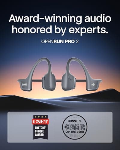 SHOKZ OpenRun Pro 2-Bone Conduction Headphones,Open-Ear Bluetooth Wireless Sport Earphones for Running,Workouts-Sweat Resistant,Comfortable Fit-Deep Bass,Smart Mic,Reflective Strip,Mini,Black — view 4