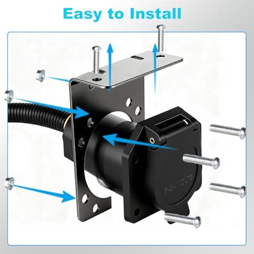 Premium 7 Pin Trailer Connector with Mounting Bracket，Heavy-Duty 7 Pin Trailer Plug with Color-Coded Wiring Harness for Easy Installation，Waterproof 7 Way Trailer Plug for RVs，Trailers，Boat Trailers — view 5