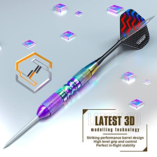 Darts Metal Tip Set - Steel Tip Darts Darts Set Professional Metal Darts 12 pcs 22/24 Grams Pro Dart Set with Stylish Case Aluminum Shafts Extra 9 Flights — view 6
