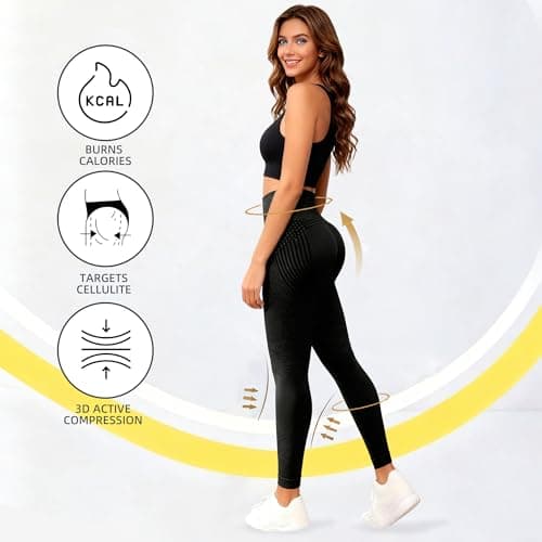 3D Compression Leggings for Women, High Waisted Tummy Control Yoga Pants — view 4