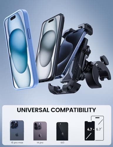 Lamicall Motorcycle Phone Mount Holder - [Dual Vibration Dampener] Anti Shake Motorcycle Phone Mount with Upgraded Handlebar Clamp, Bike Phone Mount for iPhone 14 15 Pro Max 16 17 Pro, 4.7-6.7" Phone — view 4