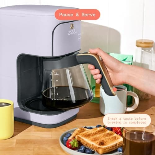 12 Cup Programmable Coffee Maker, 24 Hour Auto Brew, Touch Display, Bold Strength Control, Glass Carafe, Reusable Filter, Auto Shut Off (Lavender) — view 3