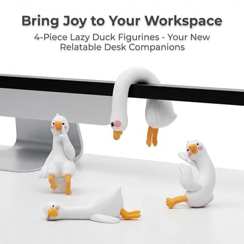Z-oneMart 4PCS So Tired Lazy Duck Mini Desk Decor, Resin Goose Figurine Computer Monitor Decor, Lazy Goose Computer Decorations, Cute Duck Statues for Office Desk, Car Dashboard,Funny Desk — view 5