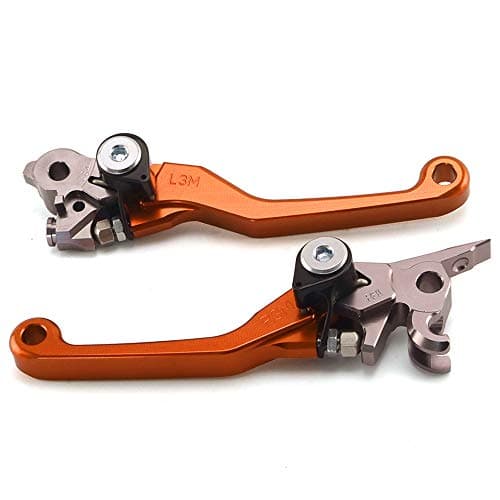 Motorcycle CNC Billet Pivot Foldable Clutch Brake Levers for EXC SIX Days SX XC XCW SXF SXR 125 144 150 200 450 2009 2010 2011 2012 2013 Dirt Bike Orange — view 3