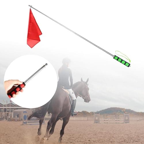 Fenteer Horse Training Flag,Equestrian Flag,Horsemanship Supplies Retractable Flagpole Horse Training Equipment for Riding Activities, Green Handle — view 5