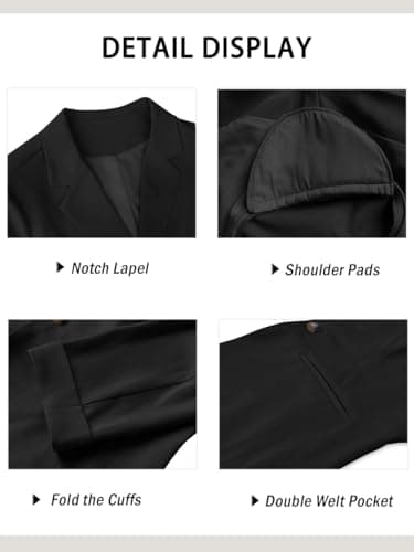 GRECERELLE Blazers for Women Lightweight Suit Jackets 3/4 Sleeve Casual Work Office Blazer Jacket with Pockets Black-6 — view 2