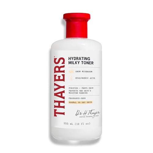 Thayers Milky Face Toner, With Hyaluronic Acid and Snow Mushroom, No Alcohol, Glass Skin, 48 Hour Hydration, For A Dewy And Hydrated Look, From Dry to Oily Skin Types, Vegan, Cruelty Free, 355ml