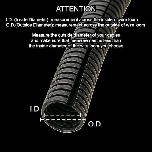 2" Split Wire Loom Tubing (Polyethylene) - 10FT - Black — view 2