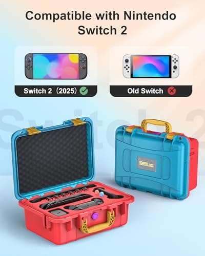 STARTRC GAMES Hard Carrying Case for Nintendo Switch 2, Professional Deluxe IP67 Waterproof, Soft Lining Hard Travel Case for Nintendo Switch 2 Console Pro Controller & Accessories (Blue & Orange) — view 5