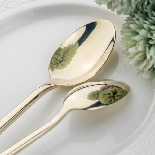 Alata Potter Champagne Gold 20-Piece Forged Silverware Set, Service for 4, Stainless Steel Flatware Set, Modern Design with Mirror Finish, Ideal for Home, Kitchen, Party, Camping — view 7
