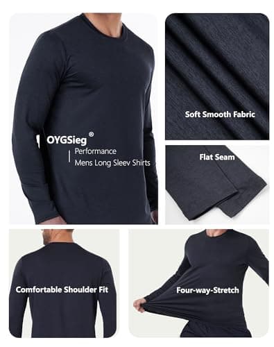 6 Pack Men's Quick Dry Long Sleeve Shirts UPF 50+ UV Sun Protection SPF Moisture Wicking T-Shirt for Casual Workout AM — view 3