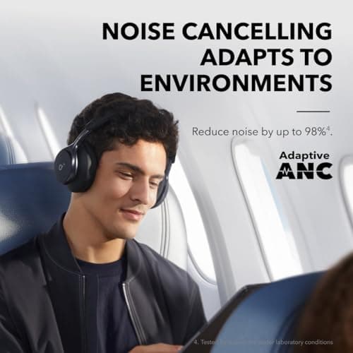 Soundcore by Anker, Space One, Active Noise Cancelling Headphones, 2X Stronger Voice Reduction, 40H ANC Playtime, LDAC Hi-Res Wireless Audio, Comfortable Fit, Clear Calls, Bluetooth 5.3 (Abyss Black) — view 2