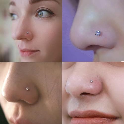 QXXPVV 16G Flat Back Earrings Stud Stainless Steel Extended Internally Thread Tragus Labret Nose Cartilage Lip Medusa Conch Body Piercing Jewelry Hypoallergenic for Women Men(4pairs 16G Silver 6mm) — view 2