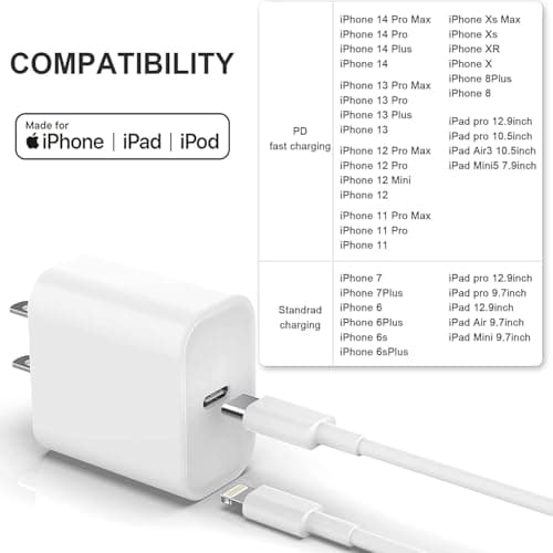 StinkLight iPhone 20W USB C Fast Charger with USB C to Lightning Cable & Compatible Cord for iPhone 14/13/12/11/XS/XR/X/iPad — view 6
