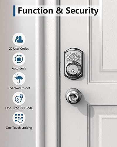 TEEHO TE001 Keyless Entry Door Lock with Keypad - Smart Deadbolt Lock for Front Door with 2 Keys - Auto Lock - Easy Installation - Satin Nickel — view 5