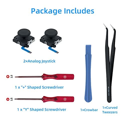 Mcbazel Joycon Joystick Replacement for Nintendo Switch, Switch OLED, Switch Lite(NOT for Switch 2) - 3D Replacement Joystick Analog Thumb Stick with +&Y-Screwdriver, Pry Tool, Tweezer Kit — view 4