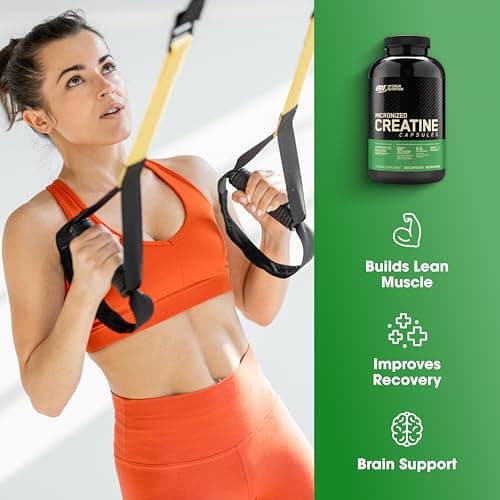 Optimum Nutrition Creatine, Micronized Creatine Monohydrate Capsules, Supports Strength & Recovery, Banned Substance Tested, 2.5g per Serving, 100 Servings, 200 Count — view 2