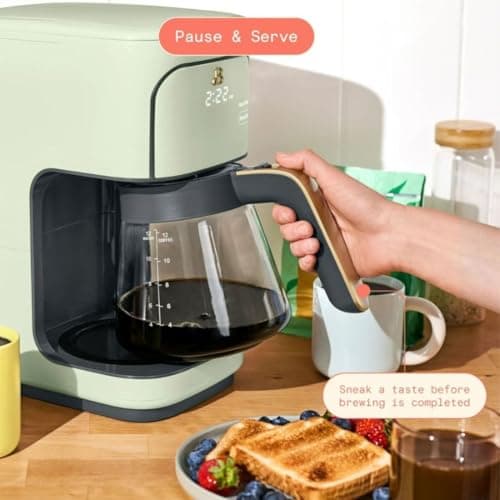 B - 12-Cup Programmable Coffee Maker with Touch Controls, Auto Brew Timer, Reusable Filter, Large Glass Carafe, Countertop Coffee Machine (Sage Green) — view 5