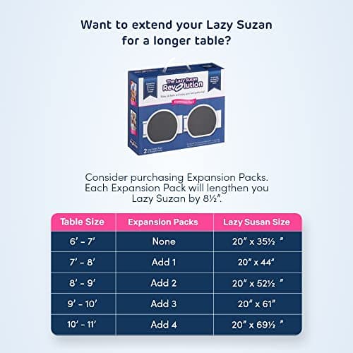 The Lazy Susan Revolution - Full Set - Dark Gray - The First Patented Lazy Susan Turntable Expandable for Rectangular & Oblong Tables - Kitchen & Dining Tables - Great Gift! Parties & Gatherings. — view 6