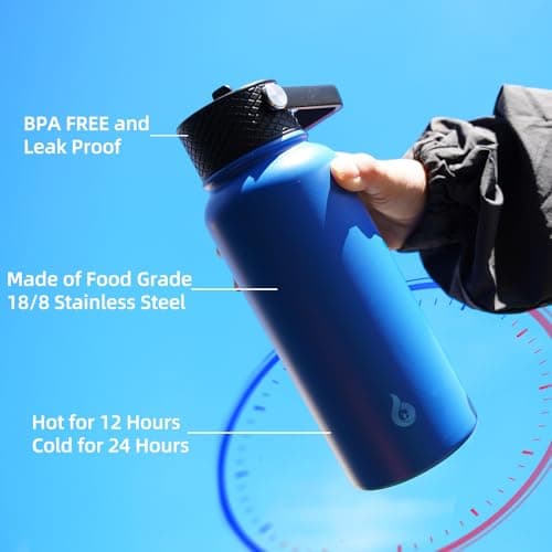 BJPKPK Insulated Water Bottles with Straw Lid, 18oz Stainless Steel Metal Water Bottle, Cold Hot Thermo with 3 Lids, Leak Proof BPA Free Travel Cup, Wide Mouth Flasks - Blossom — view 4