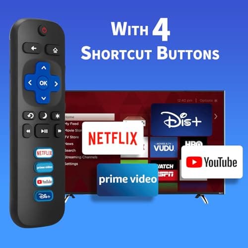 Replacement Remote for TCL Roku TV, Compatible with Hisense Insignia Sharp RCA Sanyo Westinghouse Onn Roku TV Remote, with Buttons for Netflix, YouTube, Dis+, Prime Video — view 2