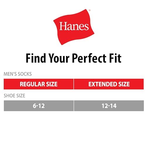 Hanes Mens Double Tough Socks, 12-pair Pack Crew Socks, White/Grey Foot Bottom, 6-12 — view 5
