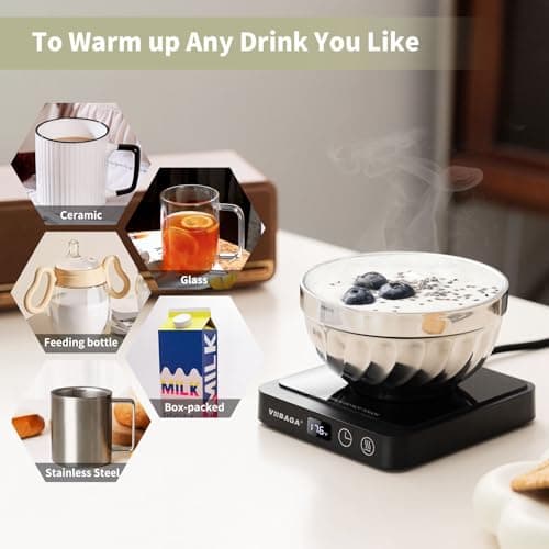 VOBAGA Mug Warmer, Coffee Cup Warmer for Desk with 5 Temp Settings & 2-12H Timer, Smart Candle Warmer & Coffee Warmer with Display for Fastest Heating Coffee, Cocoa, Ideal Coffee Gifts(No Cup) — view 3