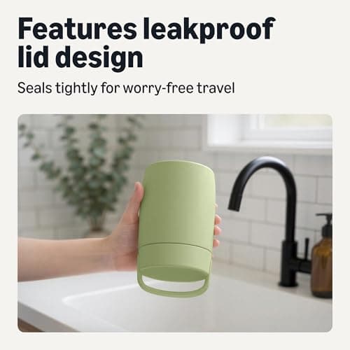 Amazon Basics Insulated Stainless Steel Food Jar, For Hot and Cold, Leak Proof, 16 oz., Olive — view 3